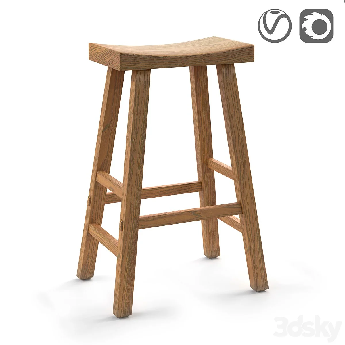 Bar stool from solid elm Asayo